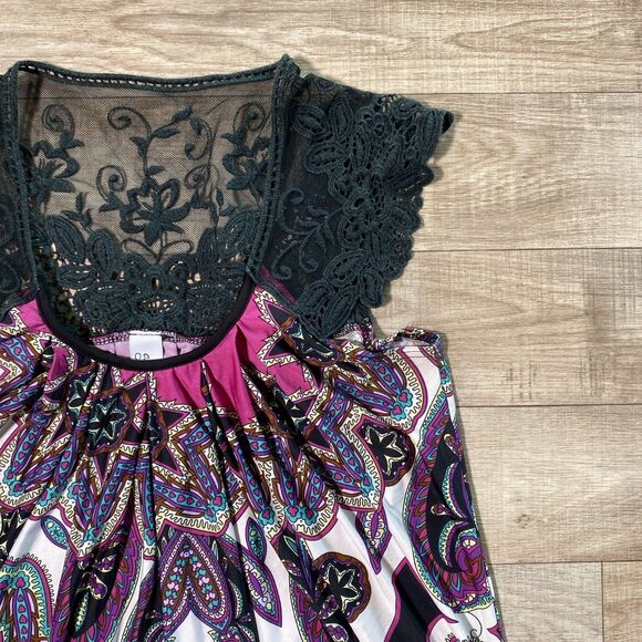 C Graffiti Paisley Print Y2K Tunic Top Made In USA Size M - Picture 2 of 8